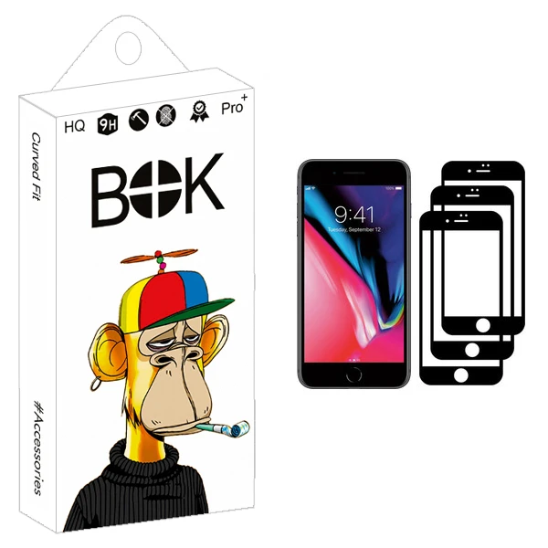 محافظ صفحه نمایش بوک مدل +HD مناسب برای گوشی موبایل اپل iPhone 8 Plus بسته سه عددی