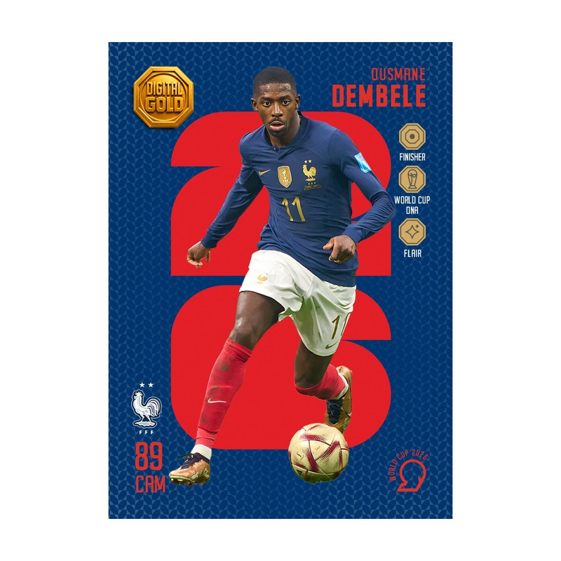 شمش طلای دیجیتال 18 عیار سوت مدل دمبله Dembele طرح کارت فوتبالی جام جهانی 2026 کد SO10133026