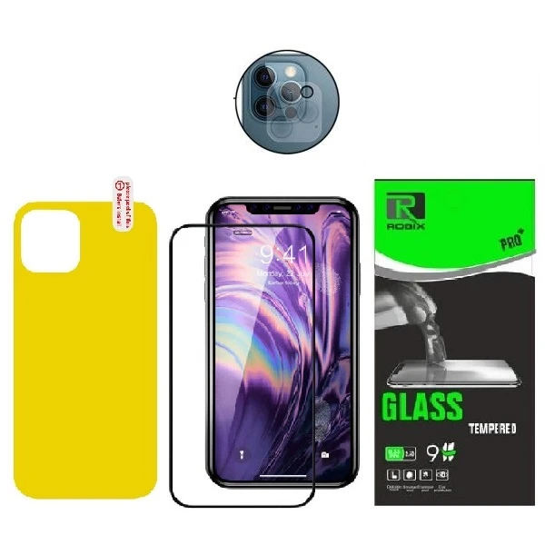 محافظ صفحه نمایش روبیکس مدل FL-IP12pro مناسب برای گوشی موبایل اپل iphone 12Pro به همراه محافظ پشت گوشی و محافظ لنز دوربین