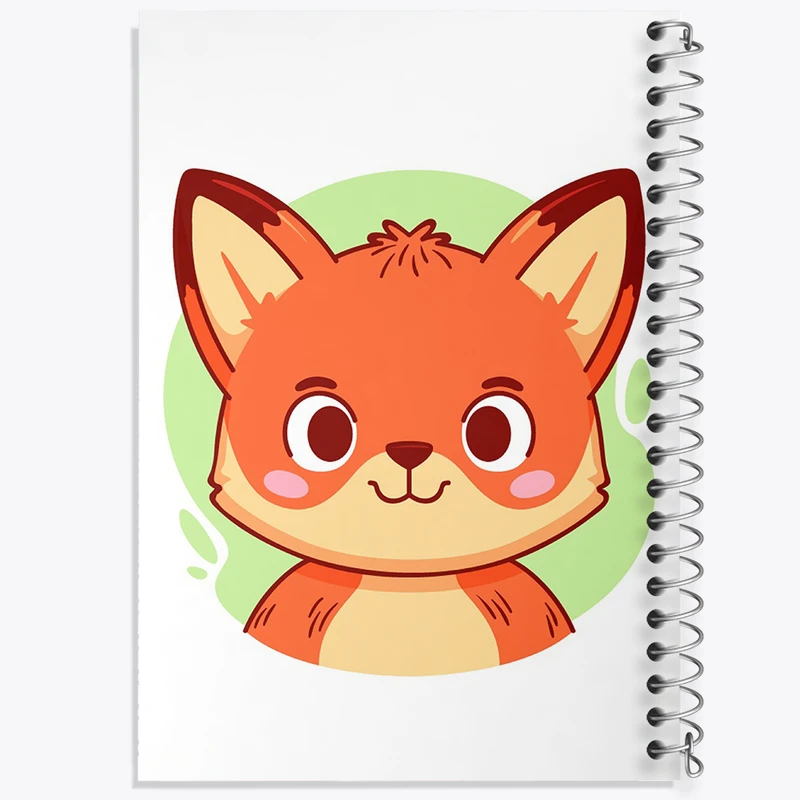 دفتر ژورنال نویسی 50 برگ خندالو مدل نقطه ای طرح روباه حیوانات بامزه کد 37139