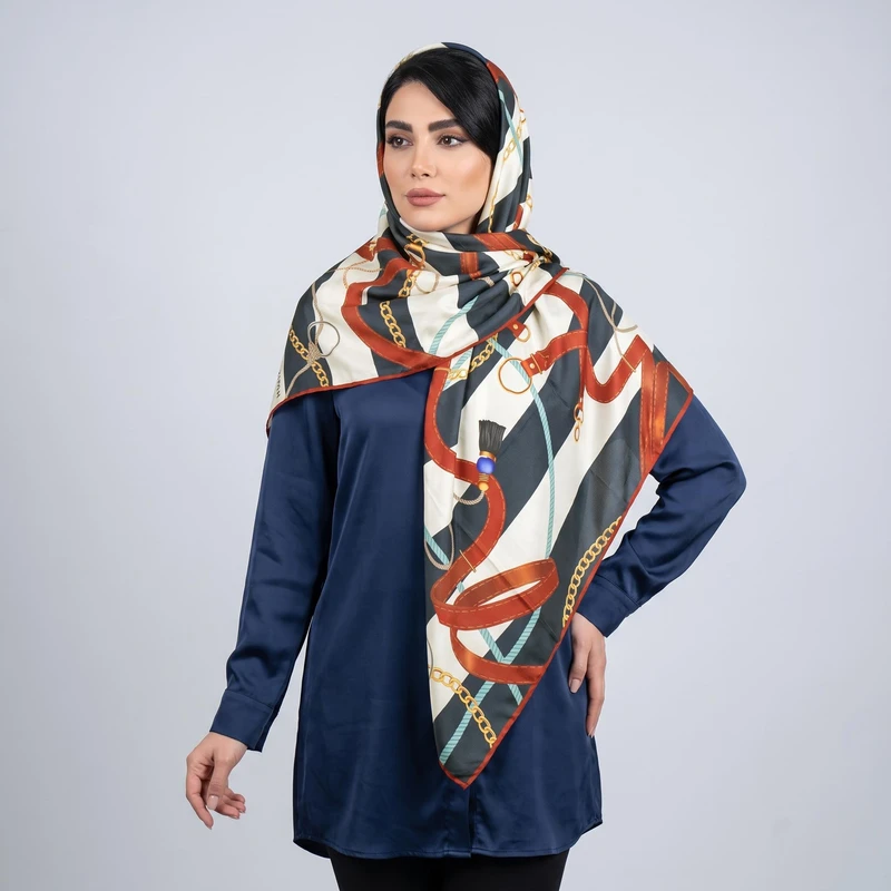 روسری زنانه مدل ابریشم زنجیری کد 4015