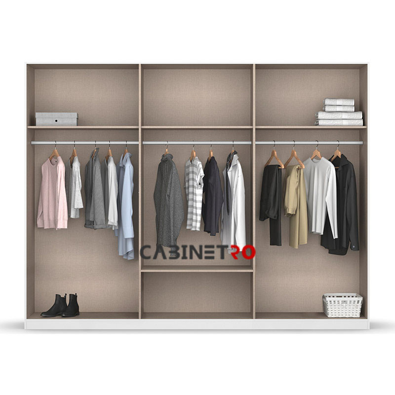 کمد لباس فلفور کابینت مدل آینه‌دار مدل S270cm MDF
