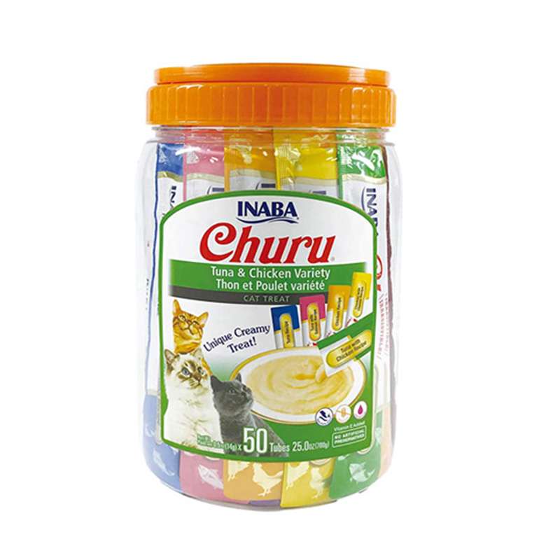 بستنی گربه اینابا مدل Tuna Chicke وزن 800 گرم بسته 50 عددی