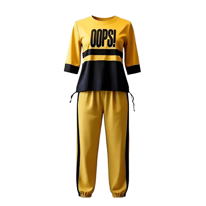 ست تی‌شرت آستین بلند و شلوار راحتی زنانه مدل Oops کد 0035