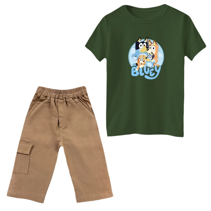 ست تی‌شرت و شلوارک پسرانه مدل بلویی کد 02