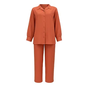 ست شومیز و شلوار زنانه مدل کرسپو دکمه دار 10146