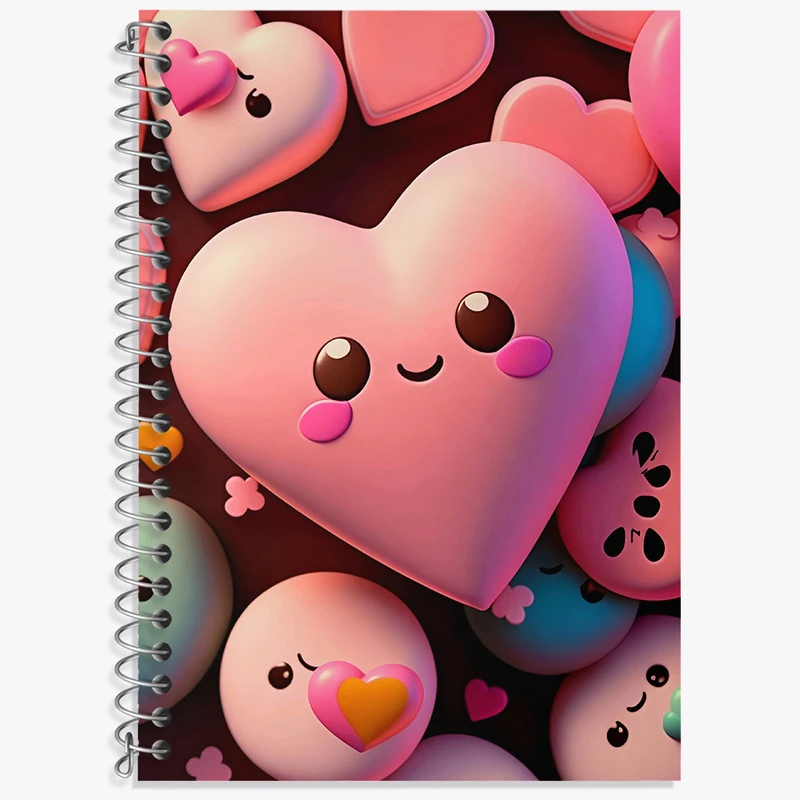 دفتر زبان 50 برگ خندالو مدل دو خط طرح قلب کیوت کد N5287