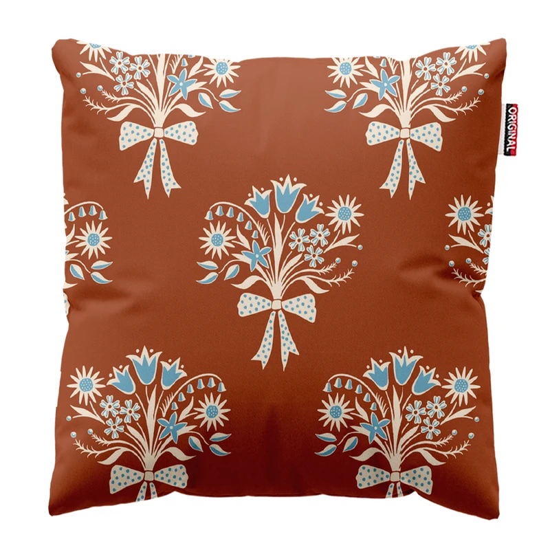 کوسن پاد آفرین مدل مینیمال طرح گل و برگ کد PK303093 سایز 30*30 سانتی متر