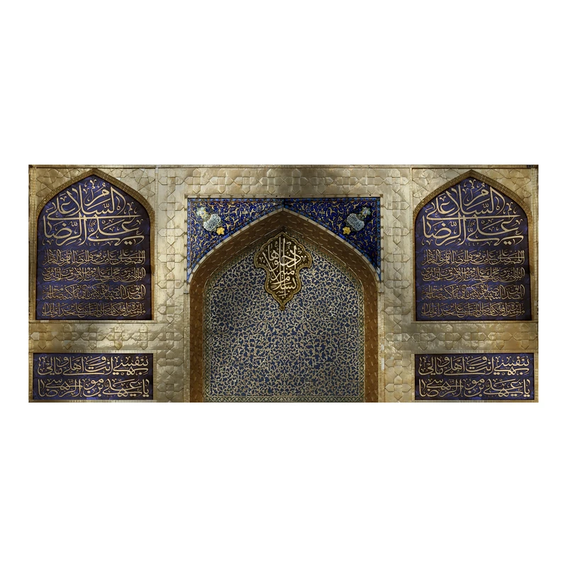 پرچم مدل کتیبه پشت منبری ولادت امام رضا طرح صلوات خاصه کد 6752S