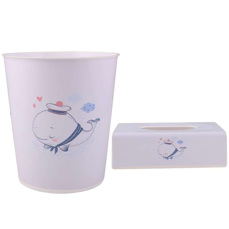 ست سطل و جادستمال کاغذی اتاق کودک طرح نهنگ ملوان کد 2039