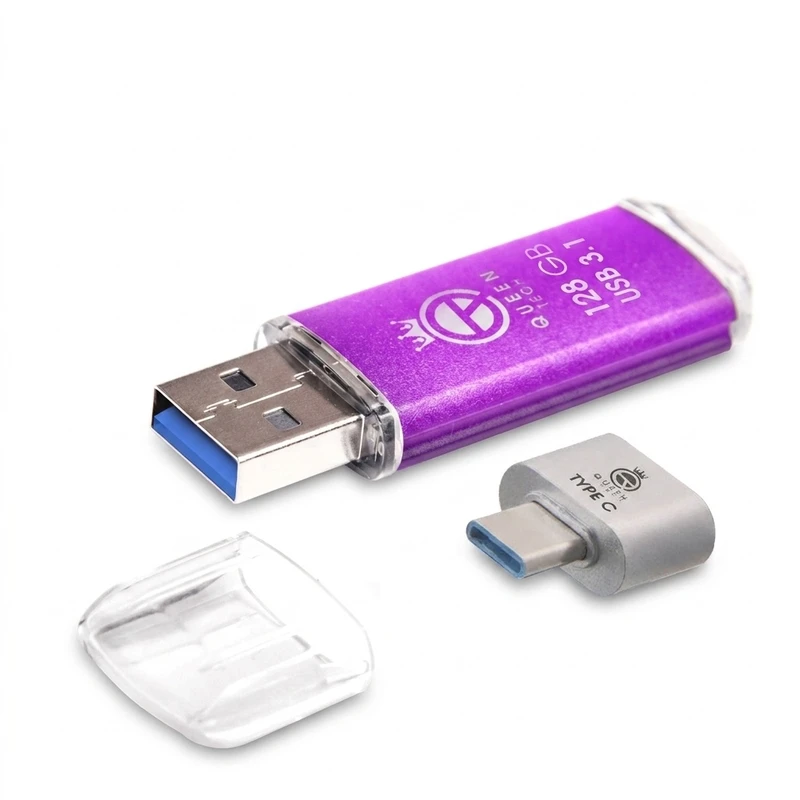 فلش مموری کوئین تک مدل QUICK USB3.1 ظرفیت 128 گیگابایت به همراه مبدل USB-C