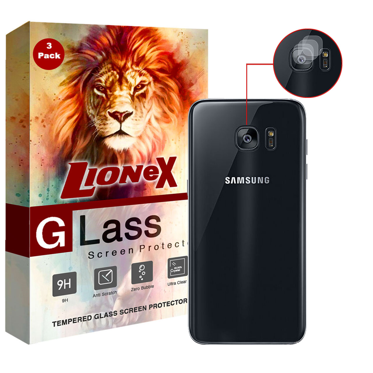 محافظ لنز دوربین لایونکس مدل UTFS مناسب برای گوشی موبایل سامسونگ Galaxy S7 edge بسته سه عددی