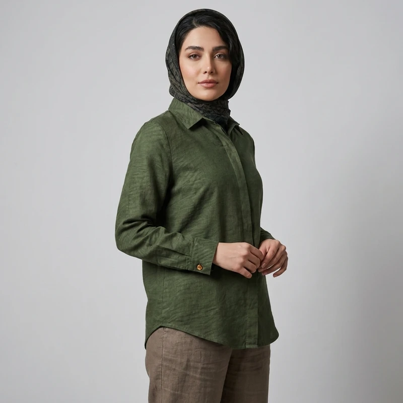 مانتو شومیزی زنانه مدل زبرا شانتون آستین بلند با دکمه کد 113180