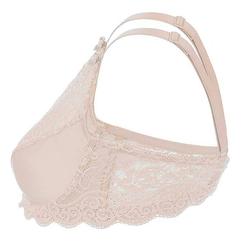 سوتین زنانه لین مدل فنردار گیپوری کد 4680-614 رنگ کرم