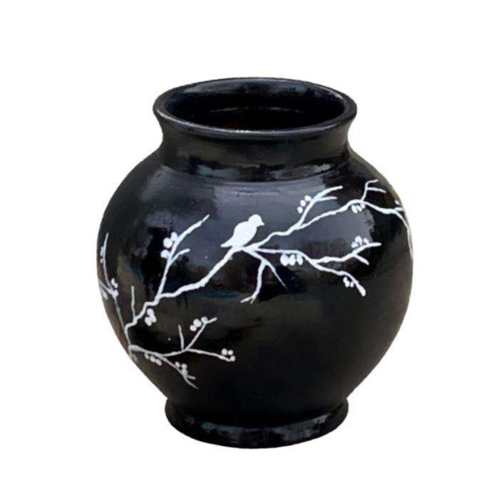 گلدان سفالی طرح کبوتر