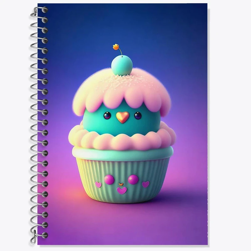 دفتر زبان 50 برگ خندالو مدل دو خط طرح کاپ کیک کد 28836