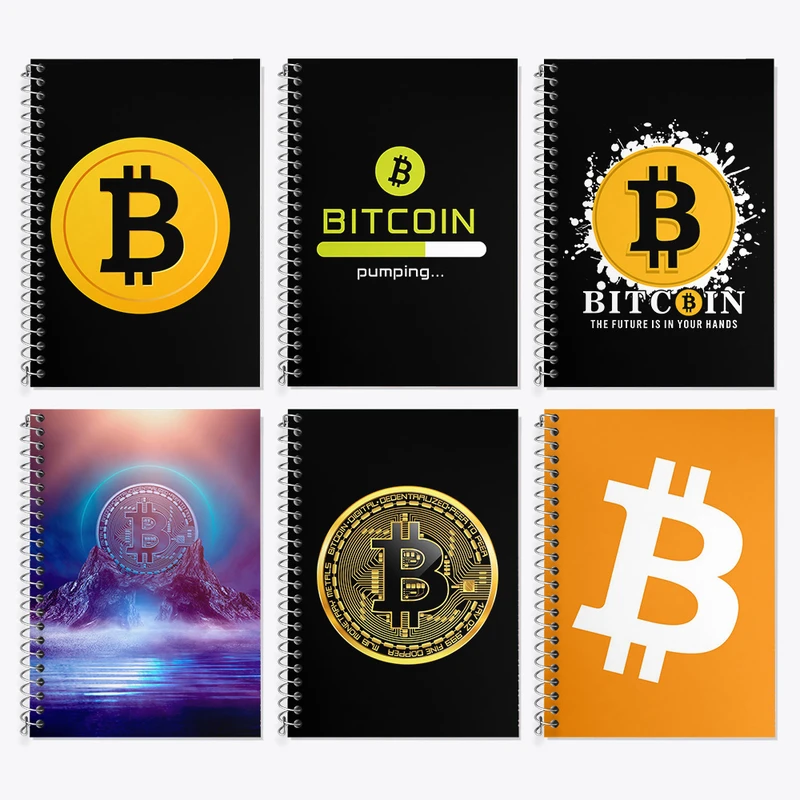 دفتر زبان 50 برگ خندالو مدل دو خط طرح بیت کوین (Bitcoin) کد 555 مجموعه 6 عددی
