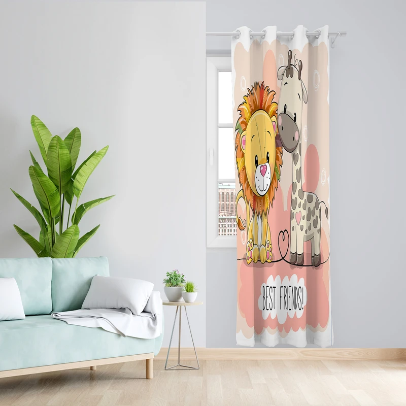 پرده طرح کودک مدل مخمل پانچی کد L 1034 Z سایز 140x200 سانتی متر