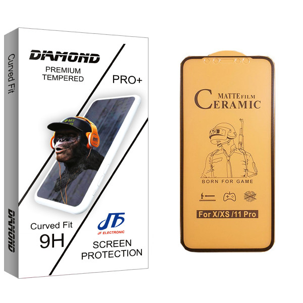 محافظ صفحه نمایش سرامیکی جی اف مدل Diamond glass مناسب برای گوشی موبایل اپل iPhone X