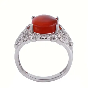 انگشتر نقره زنانه بازرگانی میلادی مدل عقیق آبکاری رادیوم قالب جواهری کد AWR_1453