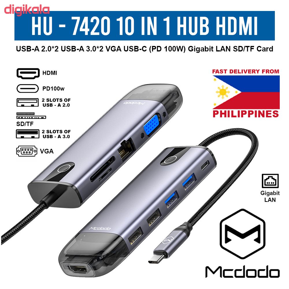 هاب 10 پورت USB-C مک دودو مدل HU-742 main 1 10