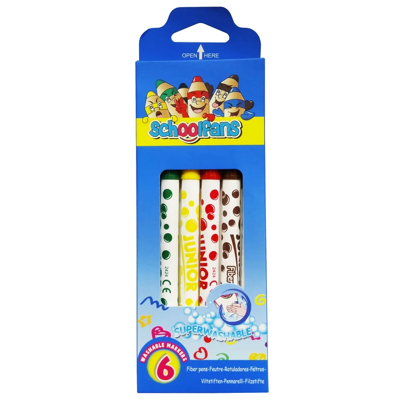 ماژیک رنگ آمیزی 6 رنگ اسکول فنس مدل WASHABLE کد 006 