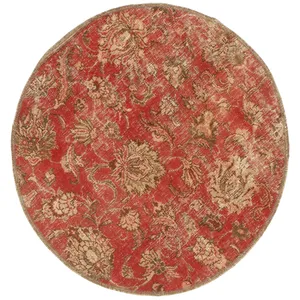 فرش دستبافت رنگ شده یک متری طرح وینتیج کد 537284