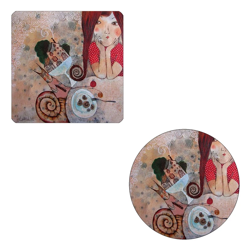 مگنت طرح دختر و حلزون کد M1 به همراه زیر لیوانی