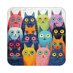 زیر لیوانی کاکتی طرح حیوانات رنگی مدل mp25701