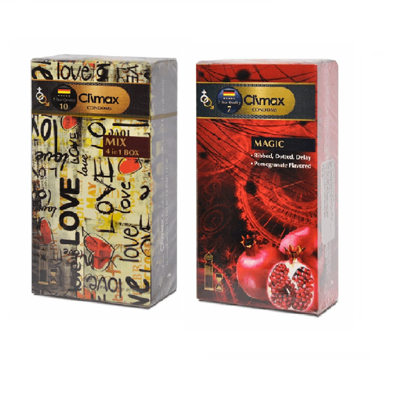 کاندوم کلایمکس مدل Mix بسته 12 عددی به همراه کاندوم کلایمکس مدل Magic بسته 12 عددی کاندوم کلایمکس مدل Mix بسته 12 عددی به همراه کاندوم کلایمکس مدل Magic بسته 12 عددی