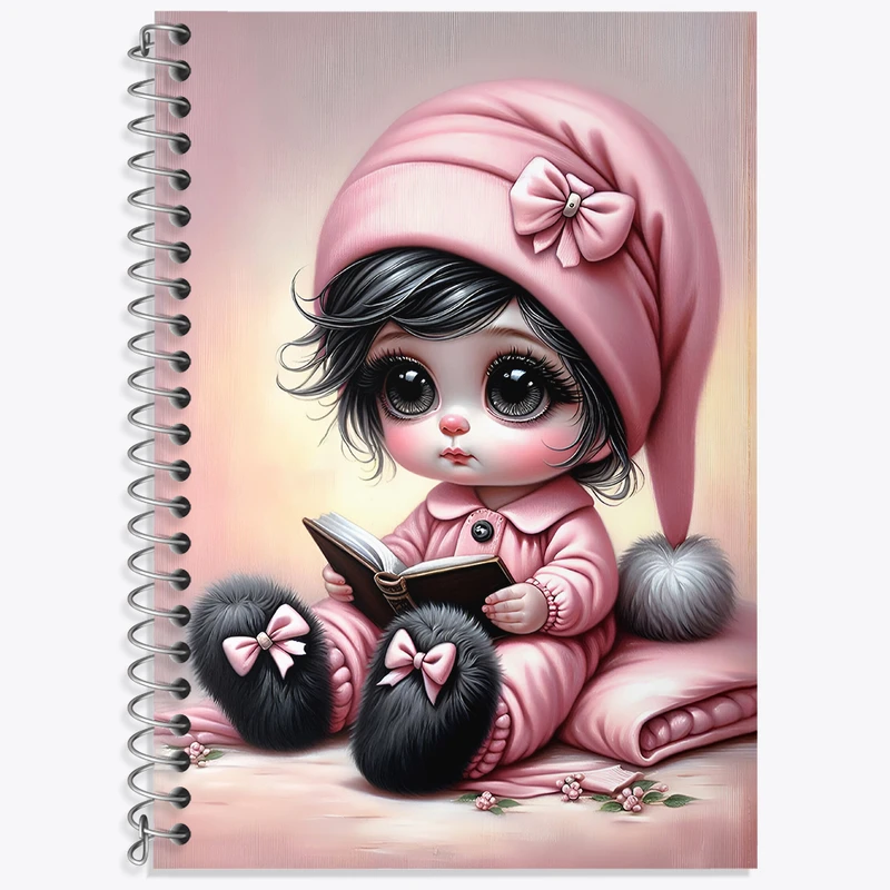 دفتر زبان 50 برگ خندالو مدل سه خط طرح دخترانه کیوت کد N4878