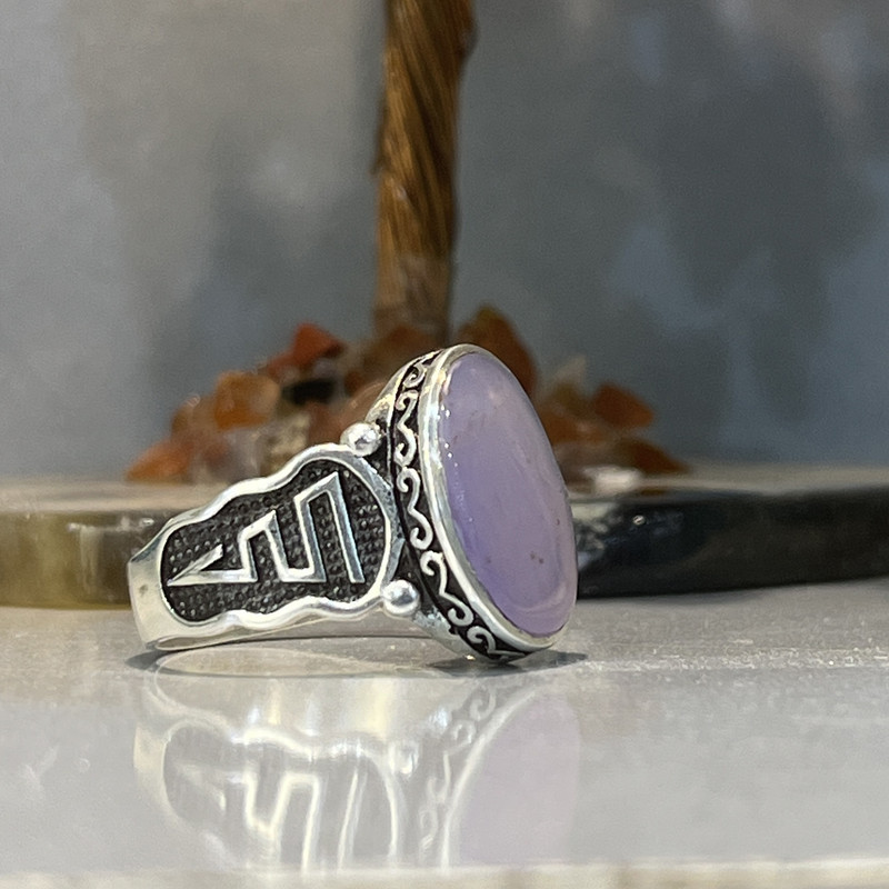 انگشتر نقره مردانه مدل مزین به عقیق یمانی