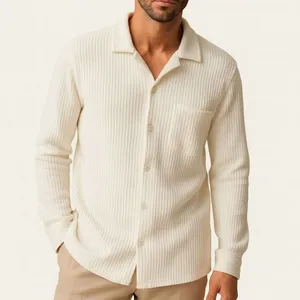 پیراهن آستین بلند یقه برگردان مردانه مدل مخمل کش