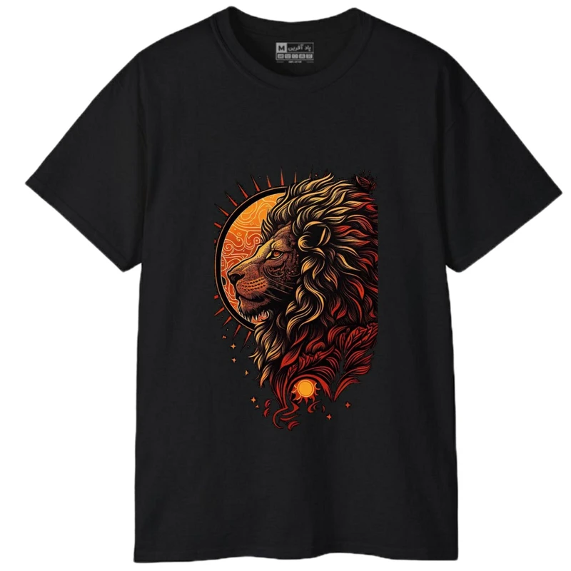 تی‌شرت آستین کوتاه مردانه پاد آفرین مدل حیوانات شیر خورشید کد 1995