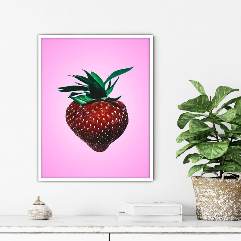 تابلو آتریسا طرح توت فرنگی مدرن مدل ATFF363 فریم سفید