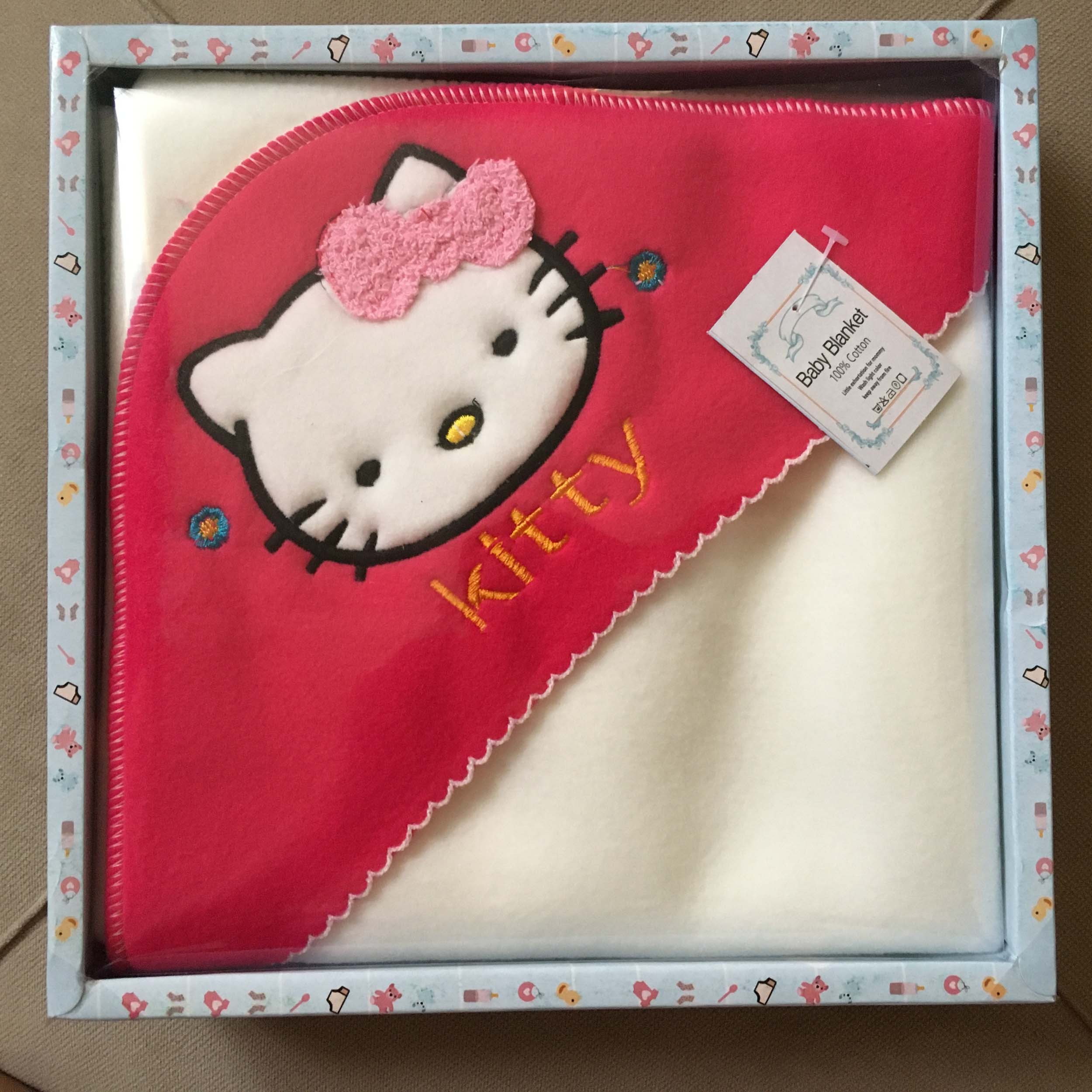 پتو نوزاد طرح کیتی کد 4 سایز 70x70 سانتی متر