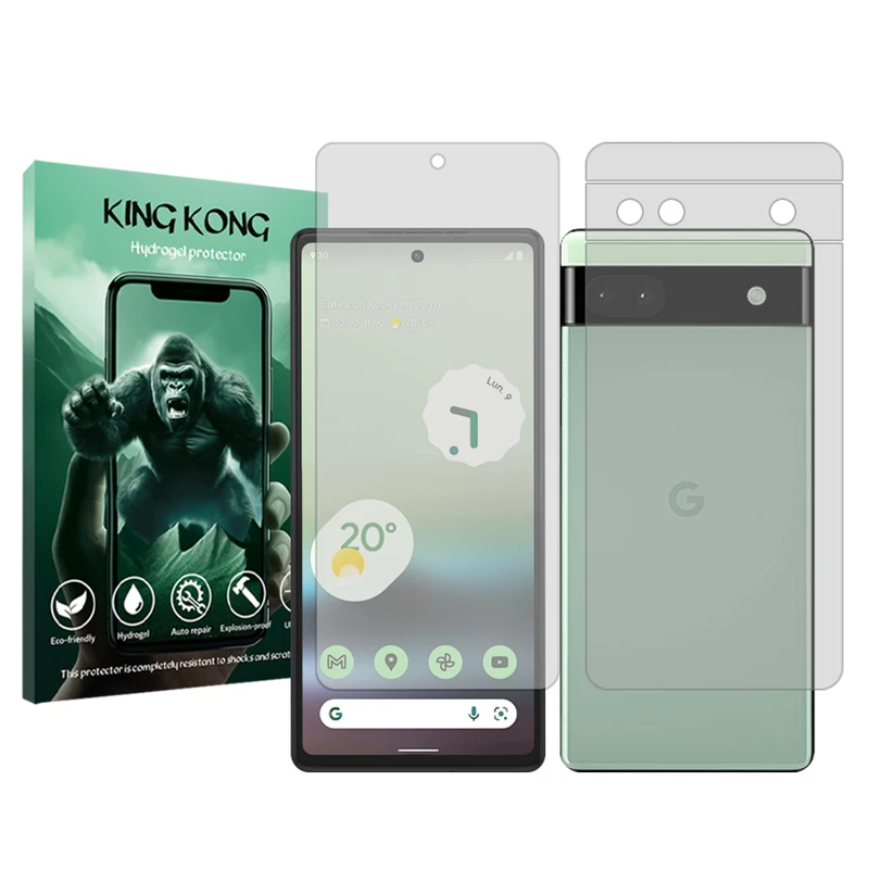 محافظ صفحه نمایش شفاف کینگ کونگ مدل Tough مناسب برای گوشی موبایل گوگل Pixel 6a به همراه محافظ پشت گوشی