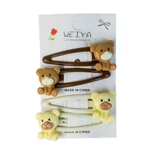 کلیپس مو زنانه مدل تق تقی طرح خرس کد 4036 بسته 4 عددی