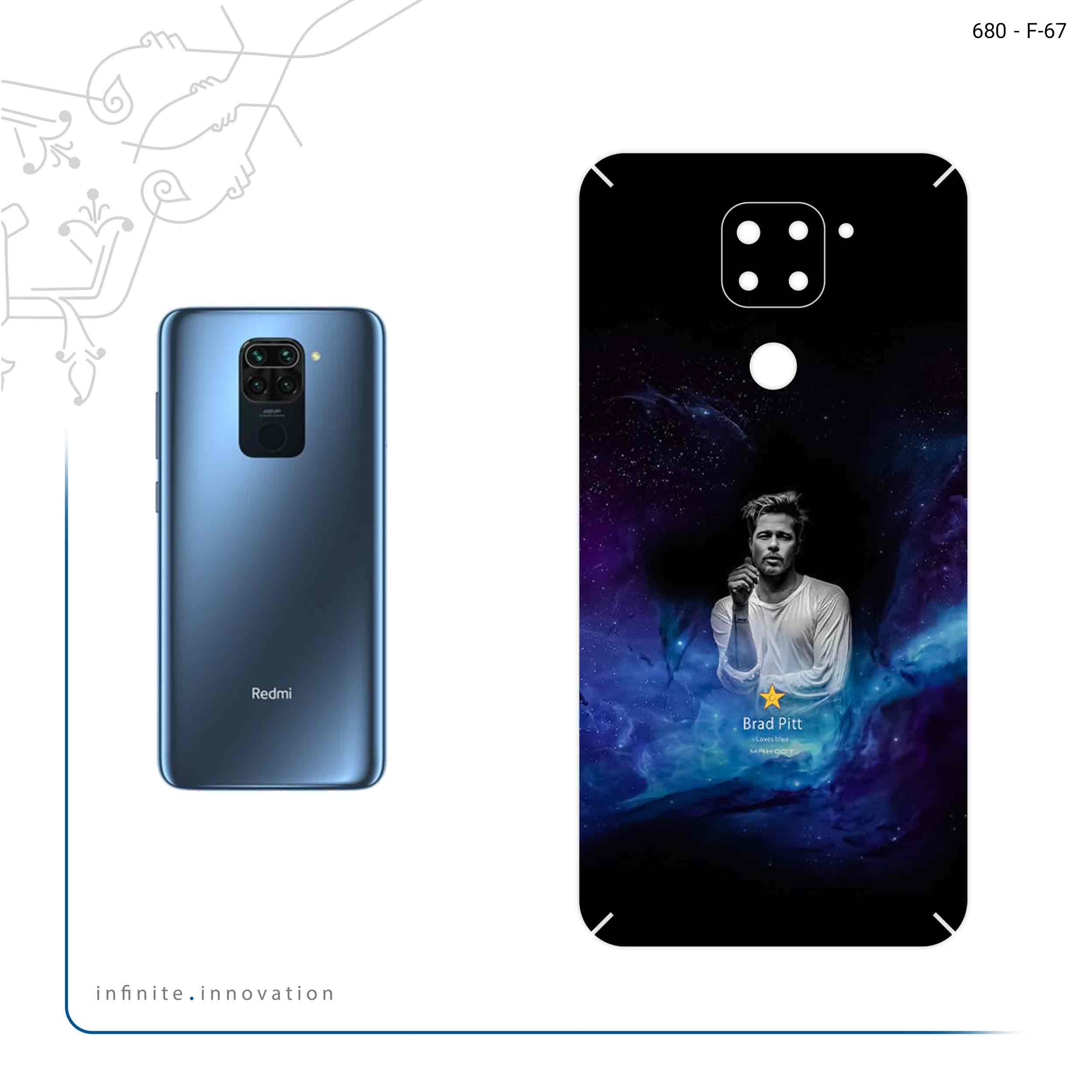 برچسب پوششی ماهوت مدل Brad Pitt مناسب برای گوشی موبایل شیائومی Redmi 10X