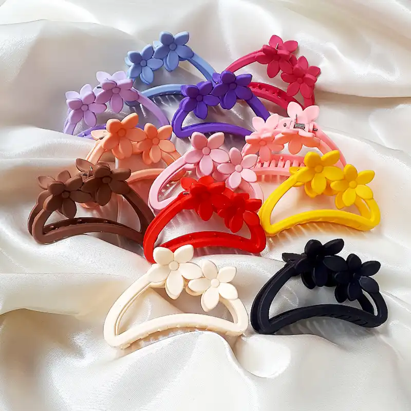 کلیپس مو زنانه مدل شمعی دو گل نگارانه