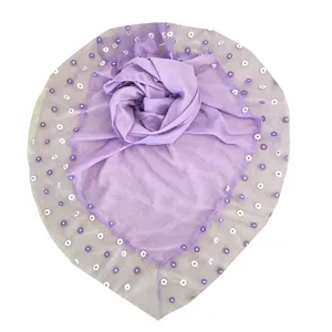 روسری زنانه مدل وال نخ حاشیه تور گلدوزی مجلسی