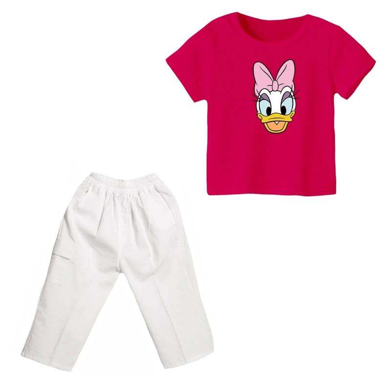 ست تی شرت و شلوارک دخترانه مدل اردک کد 1