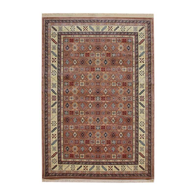 فرش ماشینی مدل نقشه دریا کد MAH-114 زمینه آجری