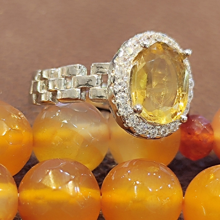 انگشتر نقره زنانه مدل سنگ سیترین کد 500