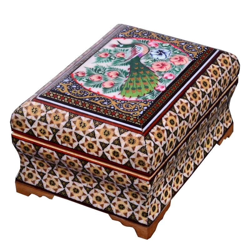 جعبه جواهرات خاتم کاری طرح پردیس کد 14
