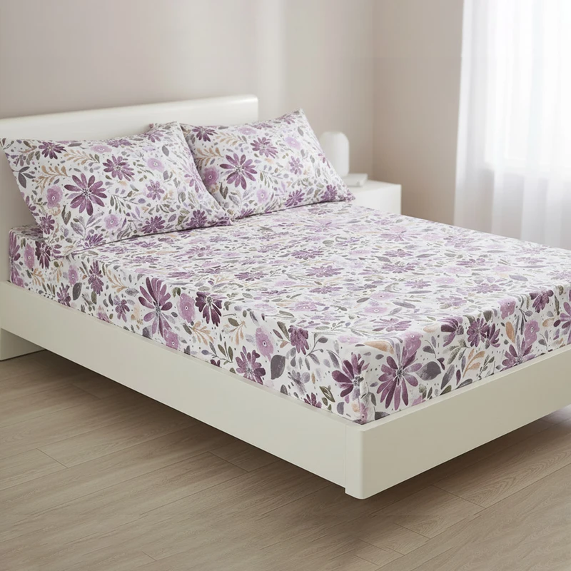 سرویس ملحفه 2 نفر 3 تکه آدنو مدل بنفشه کد FI44