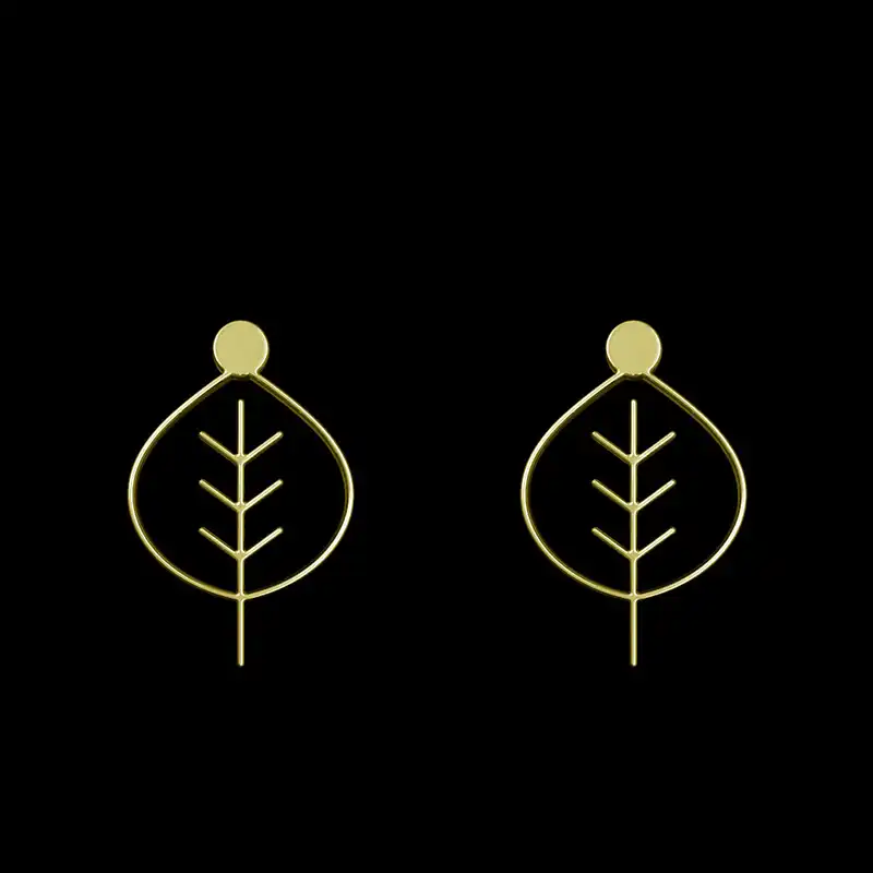 گوشواره طلا 18 عیار زنانه مدوپد مدل برگ کد GA1-15911