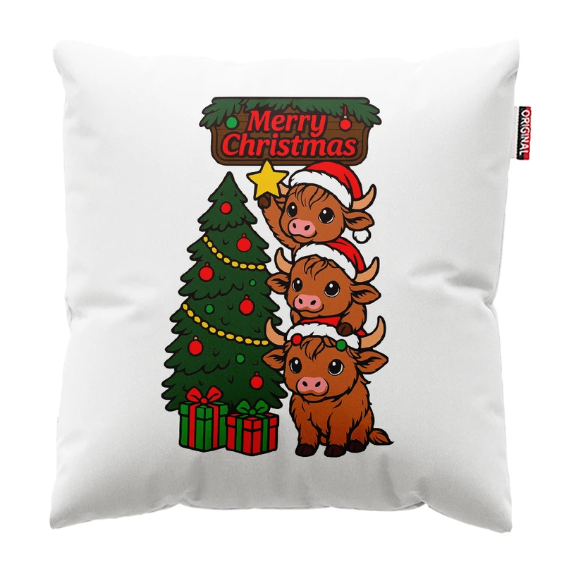 کوسن پاد آفرین مدل کریسمس طرح بابانوئل کاج گوزن آدم برفی کد PK402491 سایز 40*40 سانتی متر