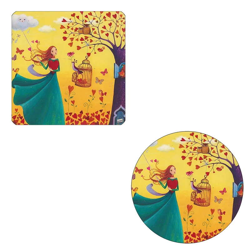 مگنت طرح بانوی عاشق در پاییز کد M1 به همراه زیر لیوانی