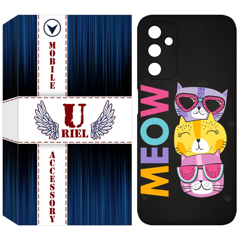کاور یوریل قاب مدل KSH کد 57 طرح گربه مناسب برای گوشی موبایل سامسونگ Galaxy M14